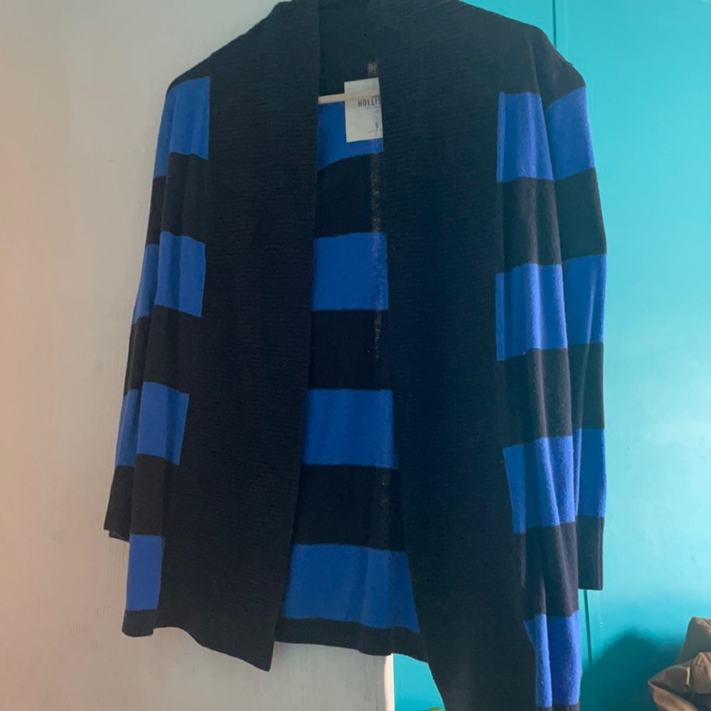 Hollister Black Blue Cardigan Sweater SIZE: S